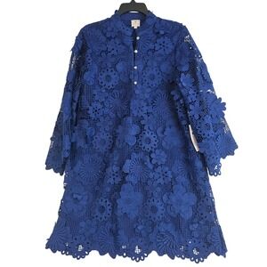 J.Marie Small Cobalt Blue Seraphina Floral Lace Lined Short Dress NWT $168 L913